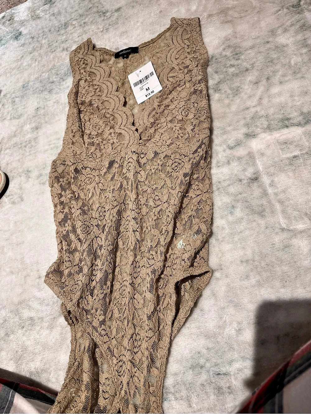 adrianna papell Lace Tank Top in Brown Size Medium NWT